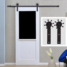 5/6/6.6/8/10FT Steel Sliding Barn Door Hardware Closet Track Kit Rotating Roller