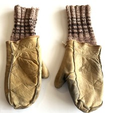 Vintage Buckskin Wool Mittens Jumbo Tanned Soft Durable