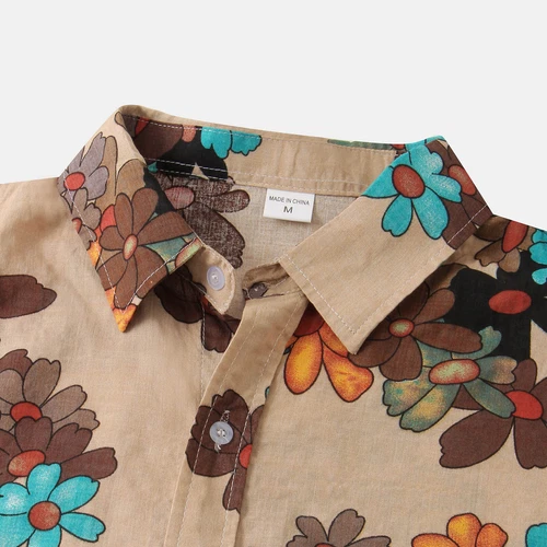 Men's Summer Casual Hawaii Floral Print Shirt Short Sleeve Button Down T Shirt - Picture 13 of 29