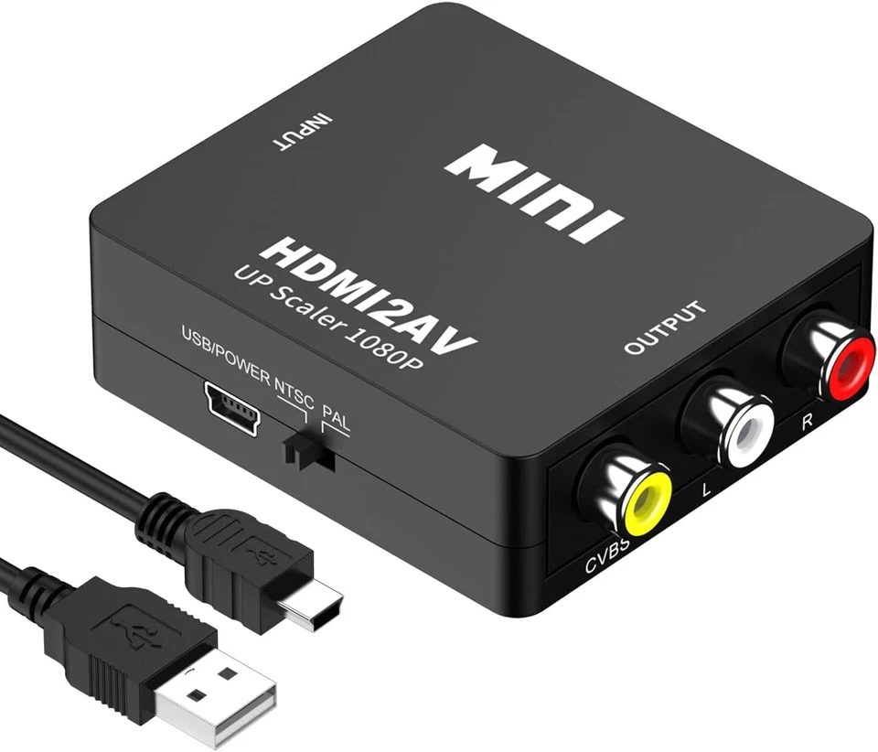 HDMI To RCA AV Converter Adapter 1080P CVBs 3RCA For Video Audio Xbox TV PC DVD - Image 2 of 4