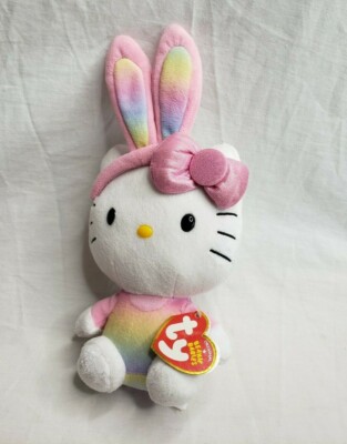 Ty Beanie Baby HELLO KITTY Easter Rainbow Bunny 6'' Stuffed Plush New MWMT's
