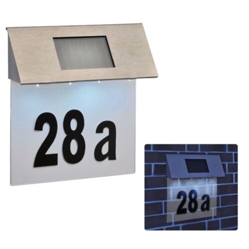 4 LED SOLAR POWERED STAINLESS STEEL HOUSE DOOR NUMBERS OUTDOOR WALL PLAQUE SL146 - 第 1/3 張圖片