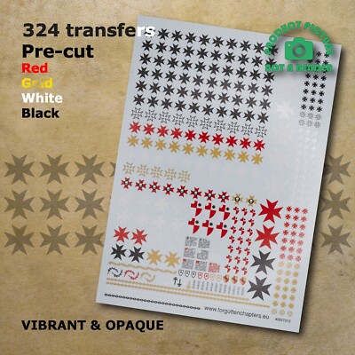Black Templar Transfers Decals Compatible with 28mm tabletop wargame miniatures