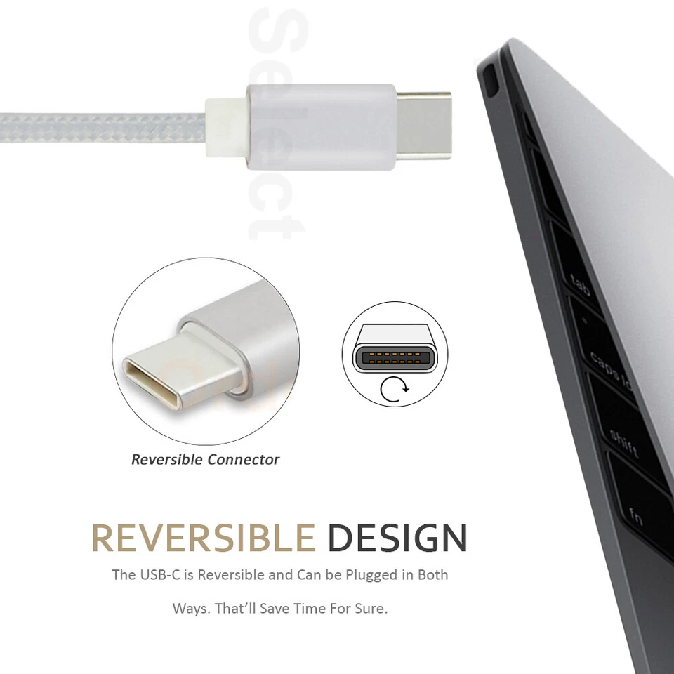 Лот из 3 УПАКОВОК 3 фута кабель быстрого зарядного устройства типа C USB-C шнур быстрой зарядки Android - Изображение 2 из 4