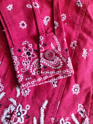 The Quacker Factory Beaded Red Bandana Western Paisley Collared Jacket XS - Picture 5 of 13