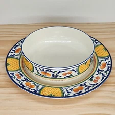 Mikasa Windsor Park Chop Plate & Bowl Set - Tropical Fruit Pattern Malaysia