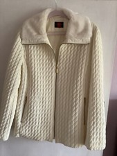 Gallery Cream Quilted Lightweight Faux Fur Collar Jacket, Ca. Size 16