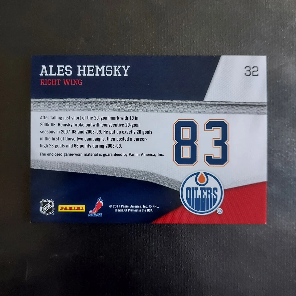 2011-12 Pinnacle Threads Ales Hemsky Jersey - Image 2 of 2