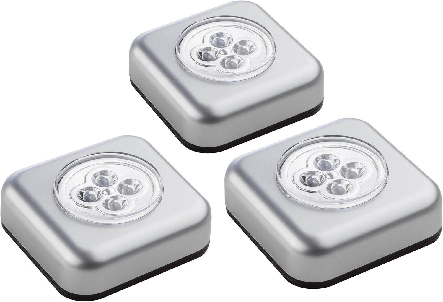 Müller Luce 3 X LED Touch-Licht Quadrat Con 3 X AAA, Argento 400136
