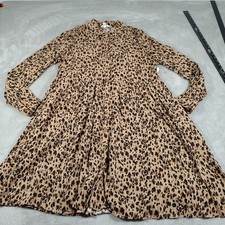 Time And Tru Boho Dress Ladies L (12-14) Brown Leopard Print Peasant Comfort