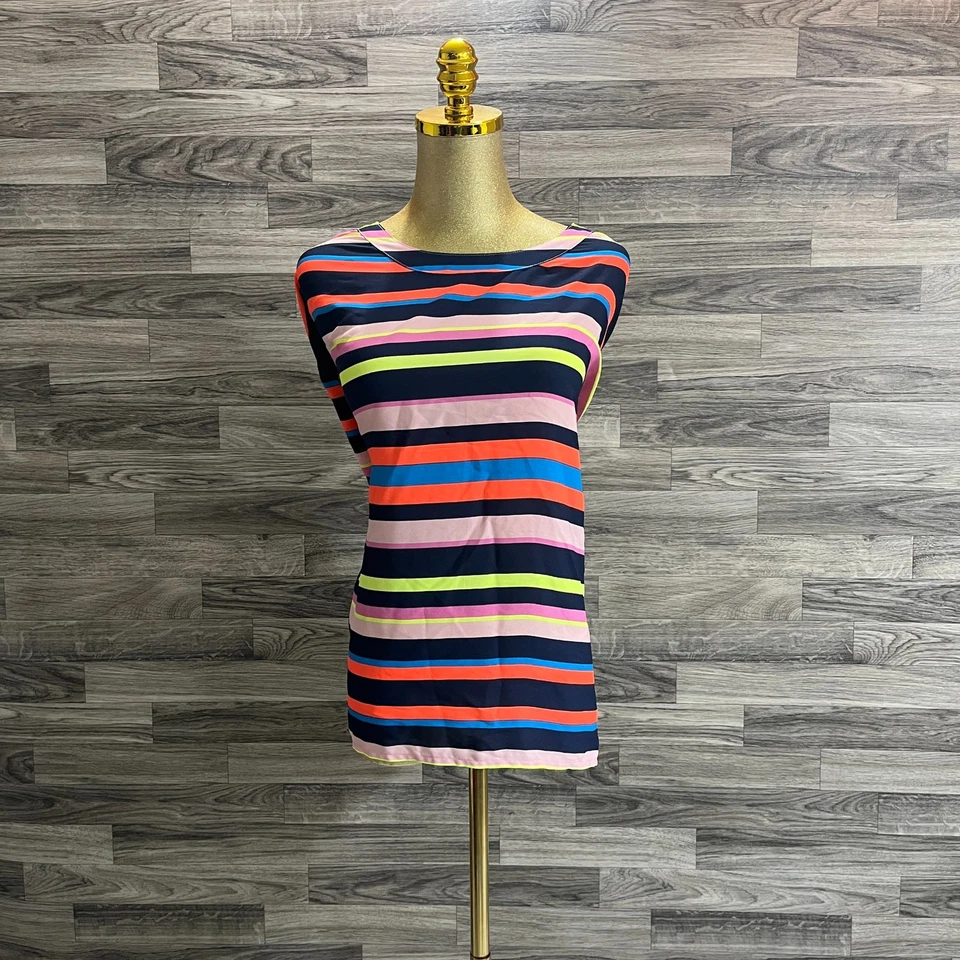 Camiseta para mujer PROJECT RUNWAY cuello redondo multicolor a rayas de gran tamaño talla L Foto 2 de 4