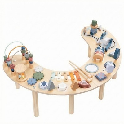 Busy Board Table Hand-Eye Coordination Moon-Shaped Activity Table Tabletop