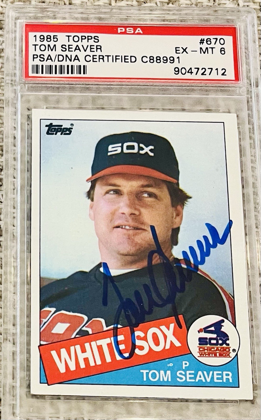 Tom Seaver Signed 1985 Topps Card PSA/DNA 6 Old PSA Holder Gem Autograph RIP