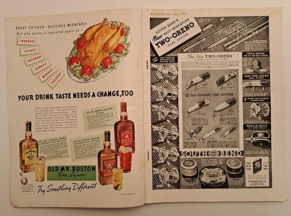 1937 Field & Stream Magazine China Bighorn Hunting Tuna Fishing Fish Growth - Image 2 of 4