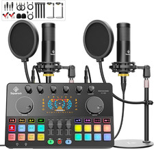 M100 2  Person Podcast Equipment Bundle,Dual XLR  3.5 Condenser Mics