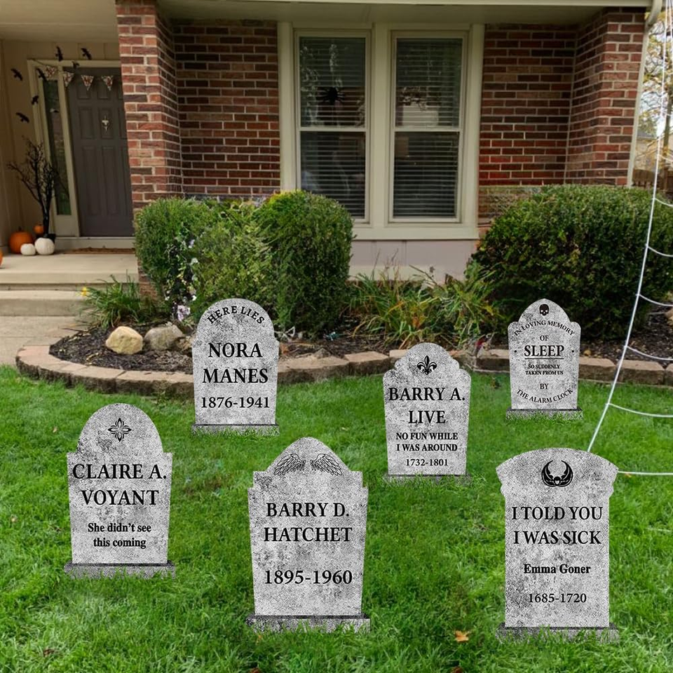 Price Code Realistic Halloween Decorations Outdoor Graveyard Tombstones: 6Ct Large Realistic ...