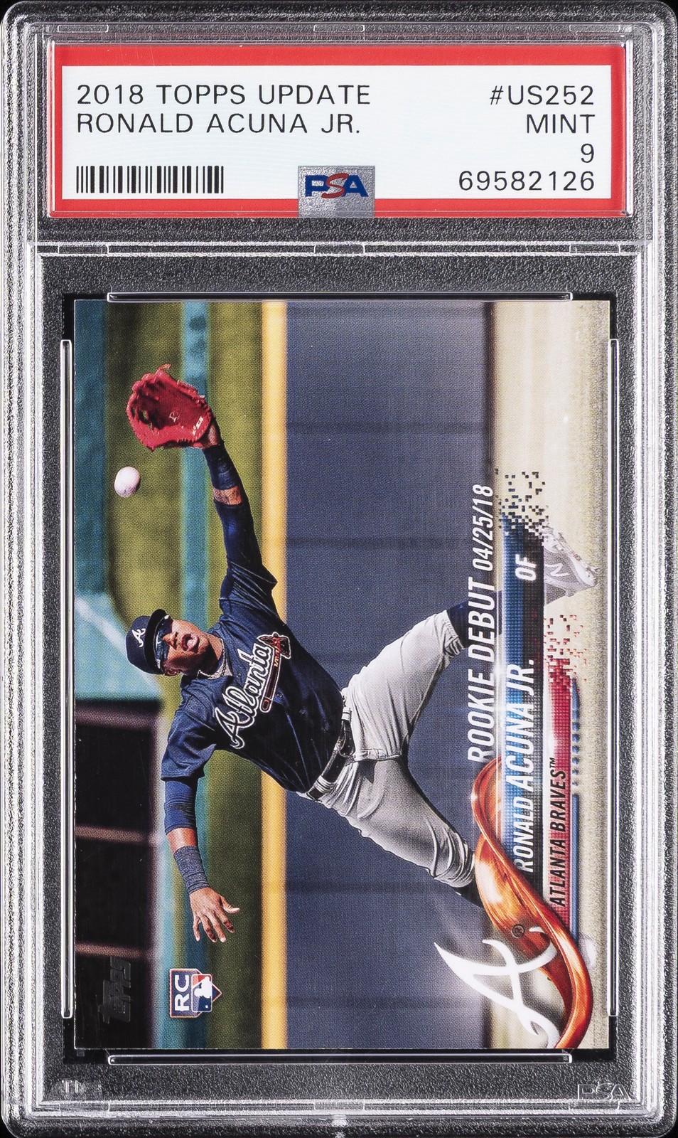 2018 TOPPS UPDATE #US252 RONALD ACUNA JR. ROOKIE RC PSA 9 view 1