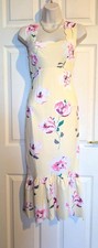 Pastel floral stretch fabric ruffle hem midi dress  Sz 10  Summer  occasions 