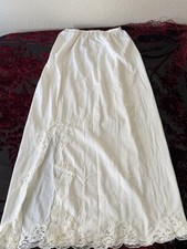 Vintage Cream Lace Trim Half Slip Maxi Length Nylon Lingerie Skirt