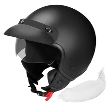 Motorcycle Helmet Visor for Adults DOT Open Face 3/4 JAGASOL MATTE BLACK SMALL