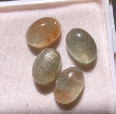 Natural Green Sunstone Cabochon Lot, 14x10mm Sun Stone, 26.10 Karat Edelsteinlot