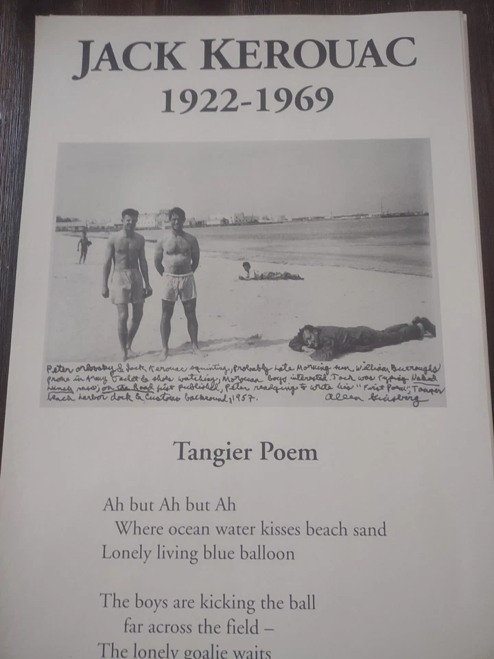 Jack Kerouac Tangier Poem White Fields Press Poster 1992 Burroughs Ginsberg Beat - Image 4 of 4