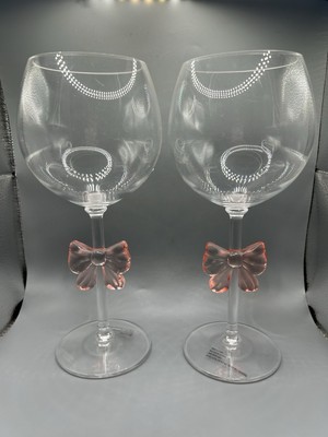 Pink Bow Coquette Acrylic Wine Glass Set Of 2 VIRAL Shabby Chic NEW | eBay