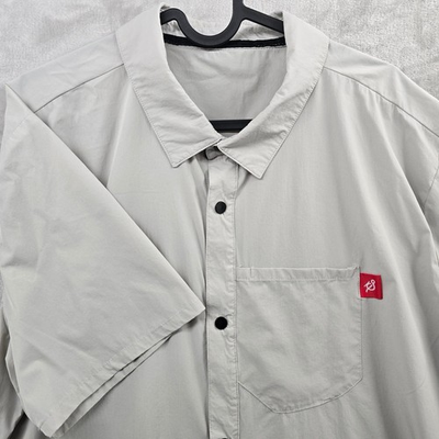 #ad Staunch Tradition Size XL Button Up Shirt Gray Short Sleeve Nylon Spandex $24.00