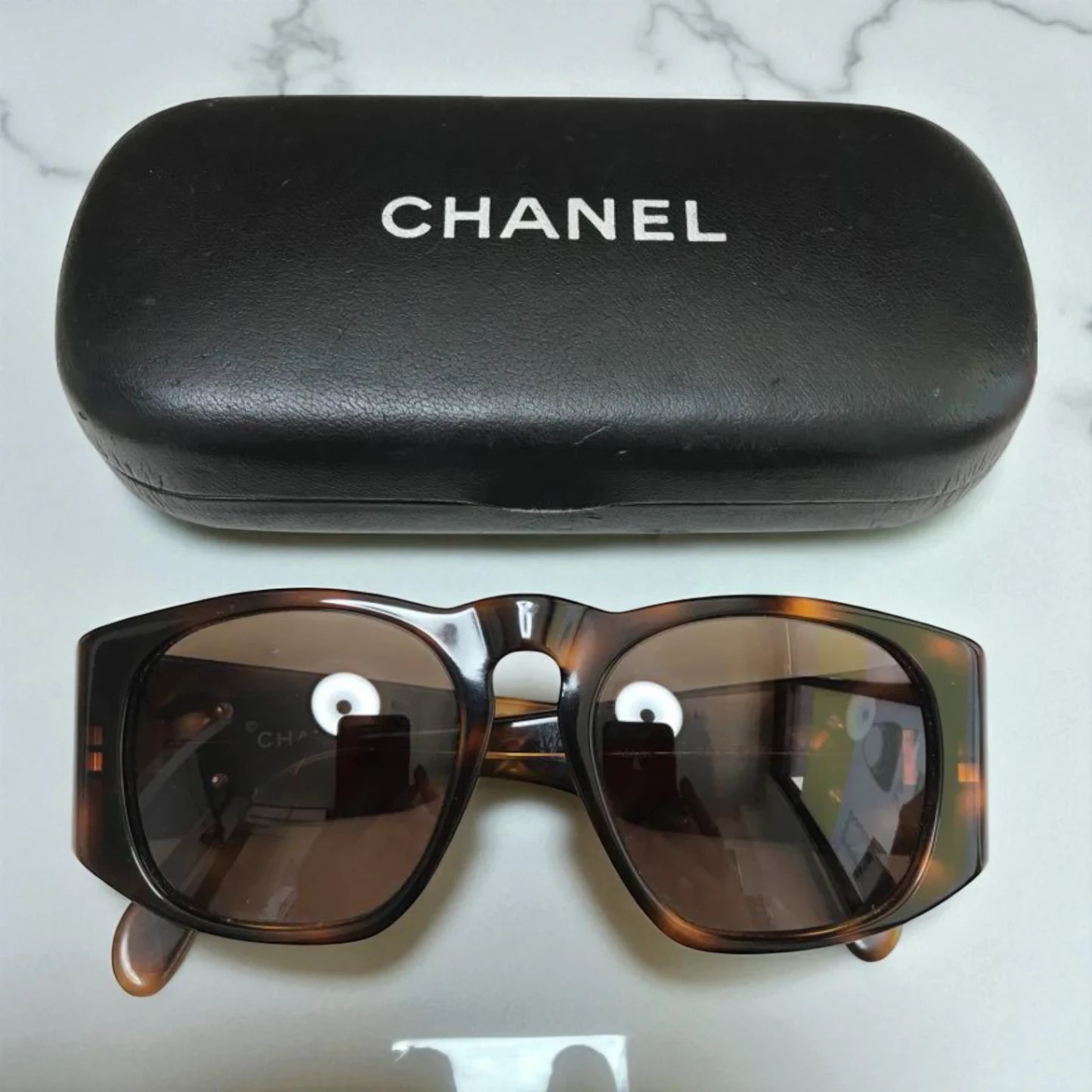 Chanel Tortoise Gold Sunglasses Brown Self-Frame with Original Case