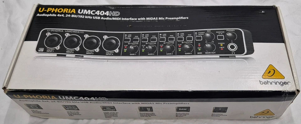 Behringer UMC404HD U-Phoria Midi Interface mit MIDAS Mikrofonvorverstärkern
