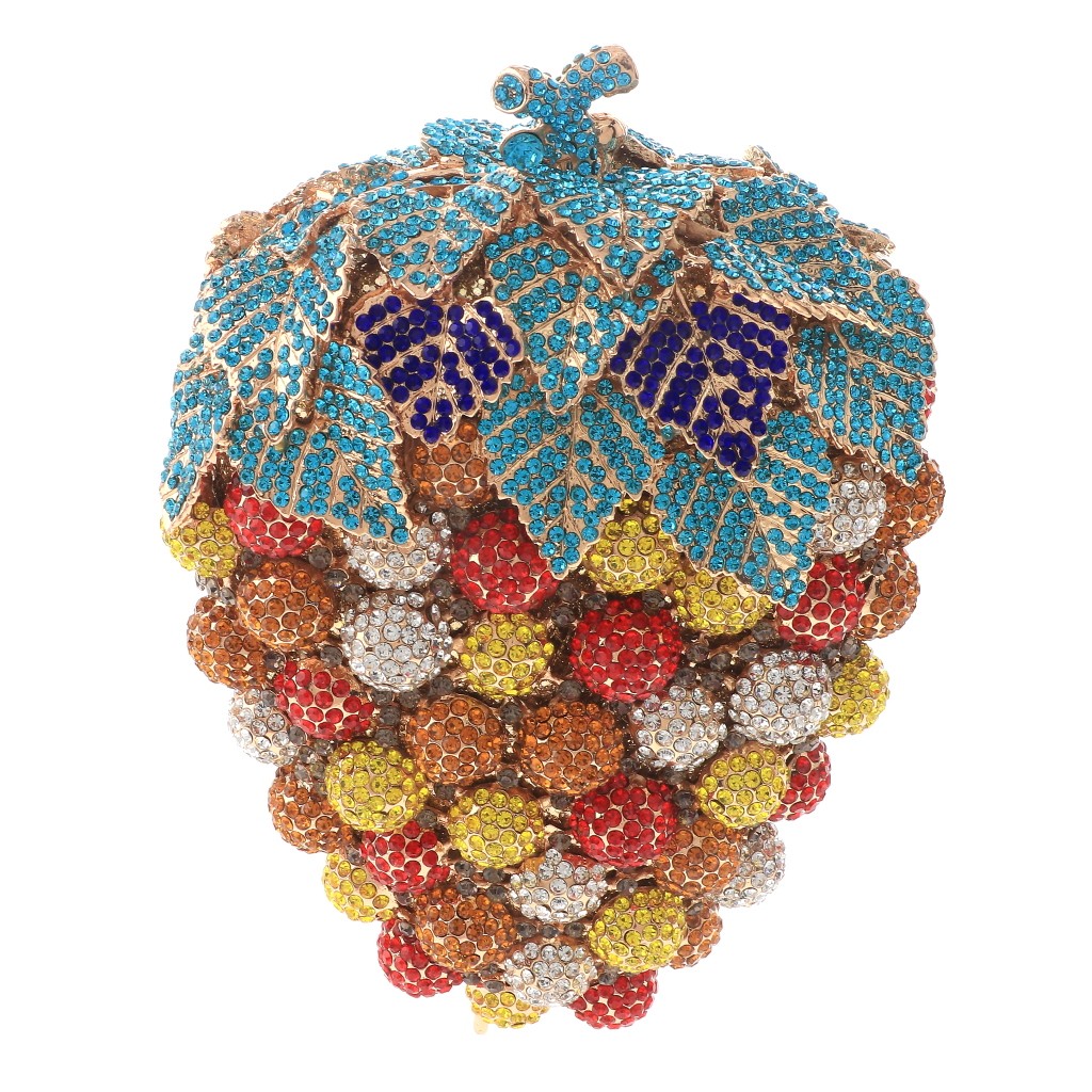 Gold Tone Metal Crystal Rhinestone Clutch Evening Bag HB6104-MUL