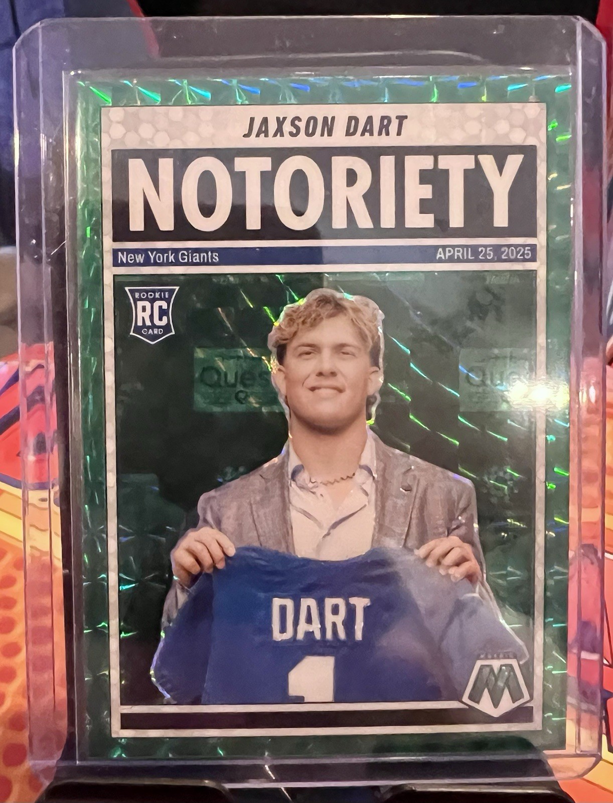 2025 Panini Mosaic - Notoriety Jaxson Dart #11 Green Mosaic Prizm (RC)