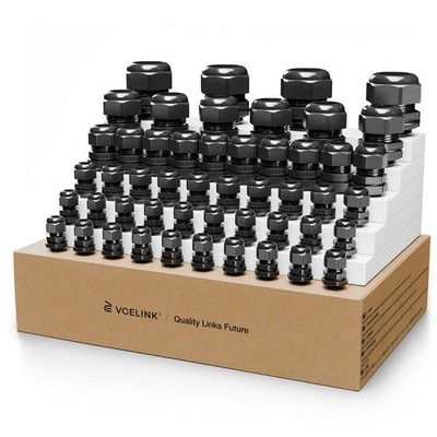 Cable Gland Kit Waterproof 50 Pcs IP68 Fits PG7 NPT 1/4 1/2 3/4 1 Inch Cord Grip
