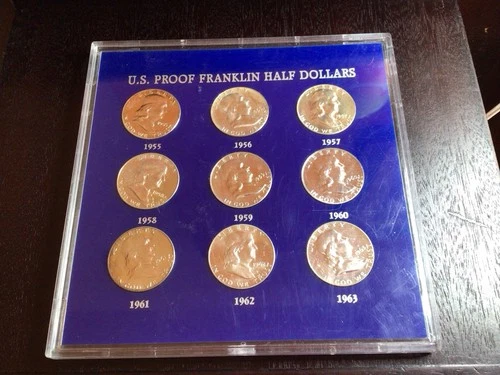 New ListingUS proof Franklin half dollar set 1955 To 1963 Littleton
