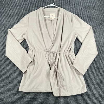 Thread & Supply Robe Wrap Womens Large Light Gray Long Sleeve Casual Comfort