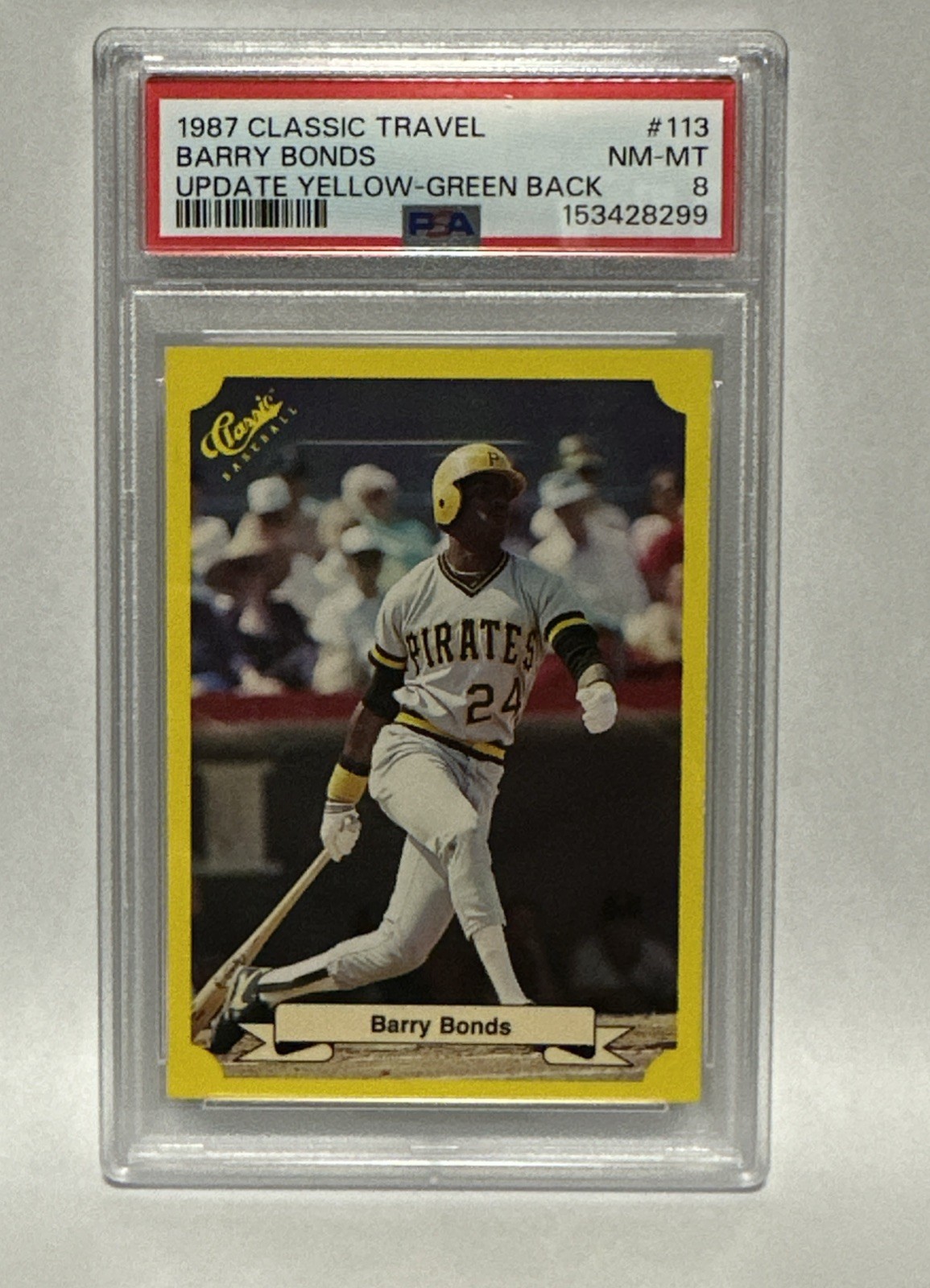 1987 Classic Travel Barry Bonds Yellow-green Back # 113 view 1
