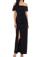 Xscape Women's Long Off The Shoulder  Slit Dress, 10P