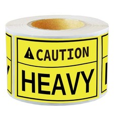 300 Pcs Caution Heavy Sticker, 2 x 3 inch Fluorescent Yellow Heavy Special Ha...