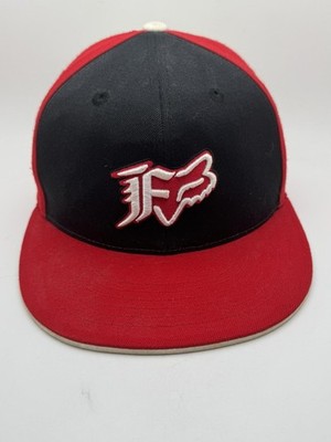 Fox Racing Hat Cap Fitted Mens Small/Medium Red Black White