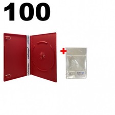 100 SLIM Solid Red Color Single DVD Cases 7MM  100 OPP Bags