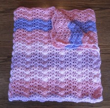 New Handmade Pink, Lavender, and Purple Crochet Baby Blanket Afghan