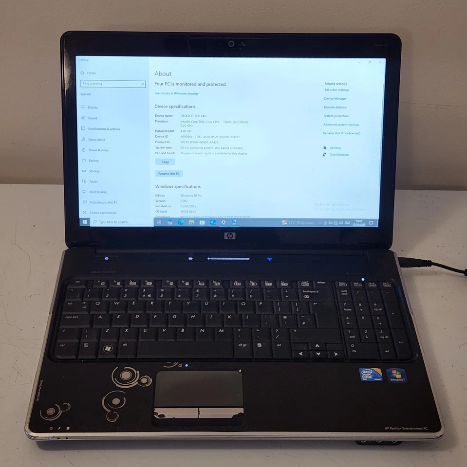 HP Pavilion dv6 Laptop | Core 2 Duo | 4GB RAM 320GB HDD | Keyboard&Battery Fault - Image 4 of 4