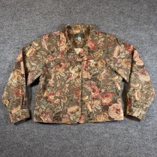 Vintage 90s Orvis Made in USA Floral Tapestry Jacket Button Down Womens Large