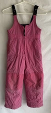 LL Bean Pink Snow Bib Overalls Kids 5-6 Vintage Insulated Ski Snowsuit Winter