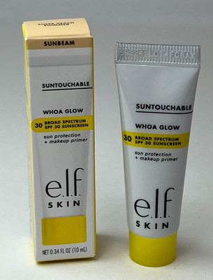 ELF Skin Suntouchable Whoa Glow Primer Sheer Peach Shimmer 0.34oz. Travel Size