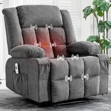 Massage Recliner Chair with Heat and Vibration, Oversized Electric Power Recline