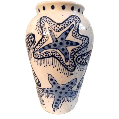 Diane Artware ''Starfish'' Vase ''Come Dream with Me'' Blue & White NWT