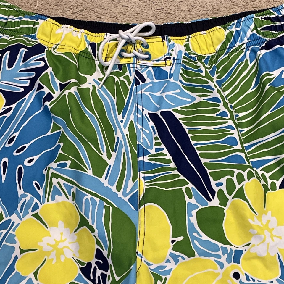 Bermuda de natação masculina Nautica tamanho XL colorida tropical floral tiki - Imagem 2 de 4