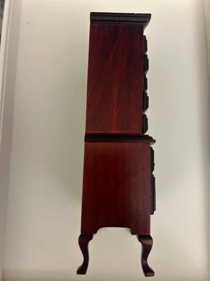 Fab 批量:3 复古桃花心木 Minature 梳妆台,Bespaq 镜子,镀金 miror,1:12 比例 — 第 4/4 张图片