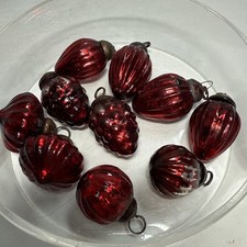 VTG Red Kugel Style Mercury Glass Small 1-2 in Christmas Ornaments X 10 Lot 13